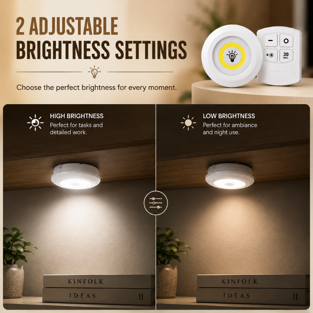 Set Of 3 Wireless Dimmable Remote-Control Light