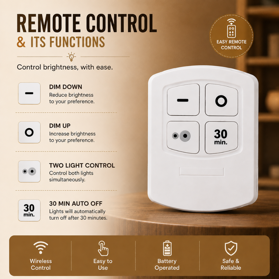 Set Of 3 Wireless Dimmable Remote-Control Light