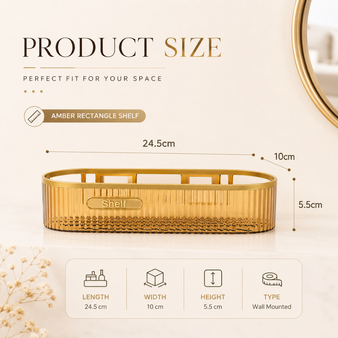 Amber Wall-Mounted Acrylic Bathroom Organizer Shelf