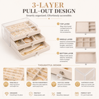 Velvet Acrylic 3 Layered Drawer Jewelry Organizer Drawer