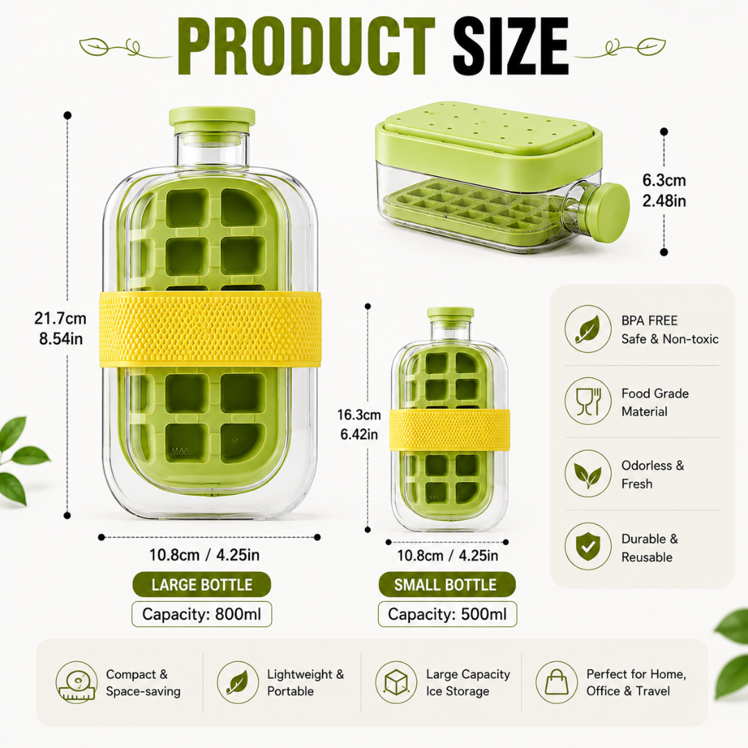 Cool Ice Cube Box 2-in-1 Ice Cube Maker Water Bottle – Cool Drinks Anytime, Anywhere ❄️