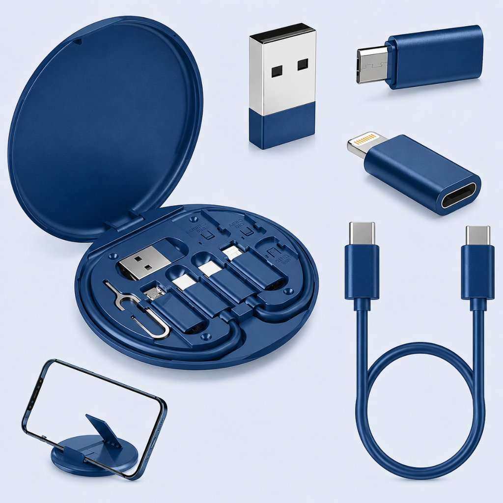 Multi-Function 6-in-1 Cable Kit with Different USB Pins Attachment & SIM slot (60w)