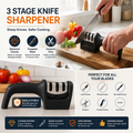 4-in-1 Kitchen Knife Accessories: 3-Stage Knife Sharpener Helps Repair, Restore, Polish Blades