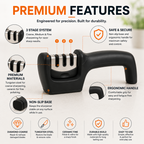 4-in-1 Kitchen Knife Accessories: 3-Stage Knife Sharpener Helps Repair, Restore, Polish Blades