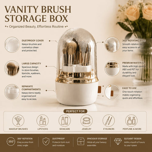 360° Rotating Makeup Brushes Holder
