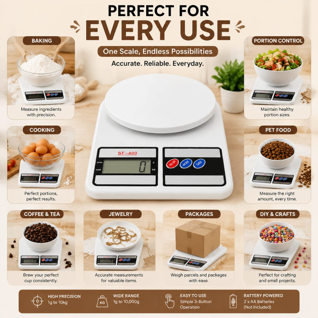 Digital Weighing Scale for Kitchen Use (max 10 kgs)