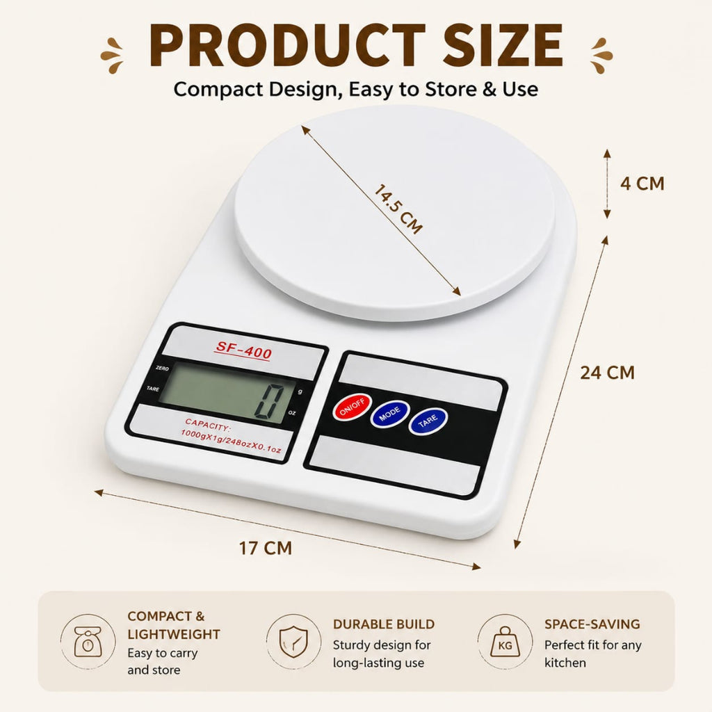 Digital Weighing Scale for Kitchen Use (max 10 kgs)