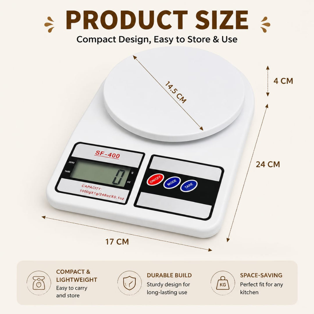 Digital Weighing Scale for Kitchen Use (max 10 kgs)