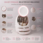Egg Shape Organizer With LED Mirror ,Touch Light and Storage Drawers