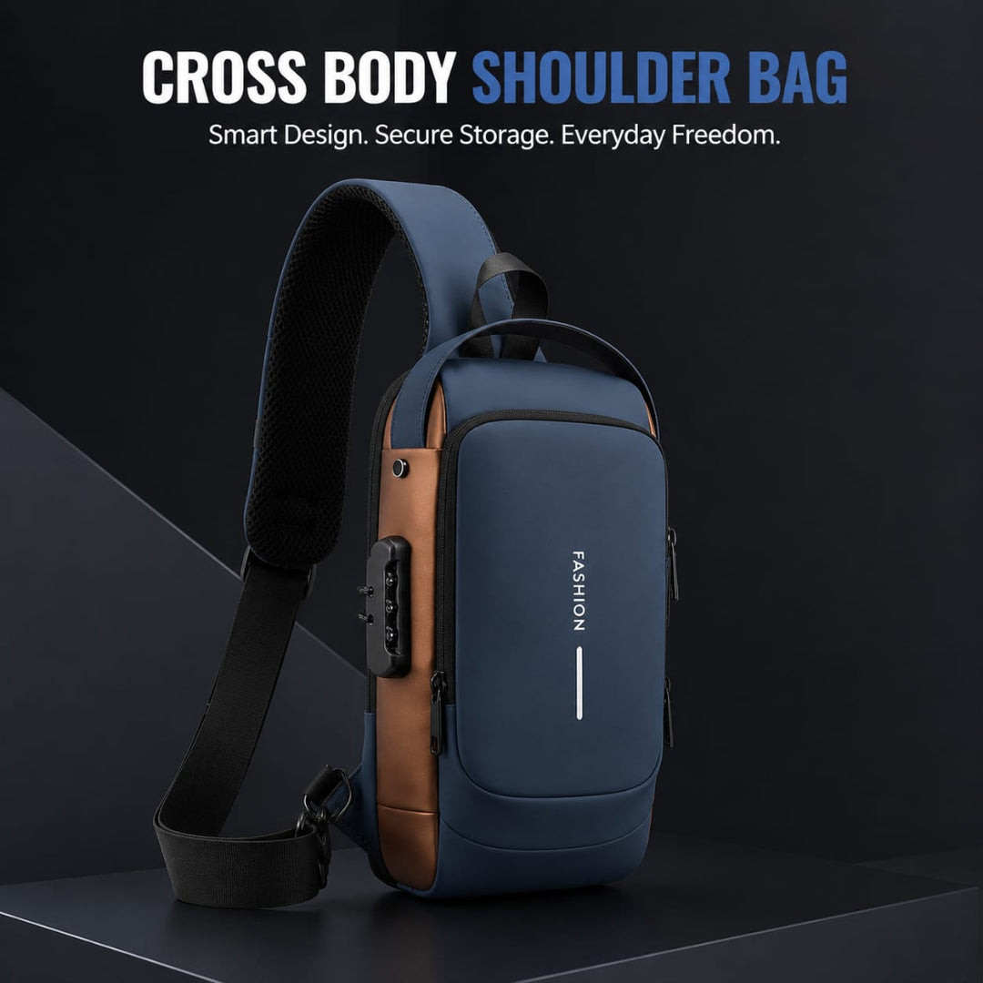 Anti-Theft Crossbody Shoulder Bag with Combination Lock & USB Charging Port