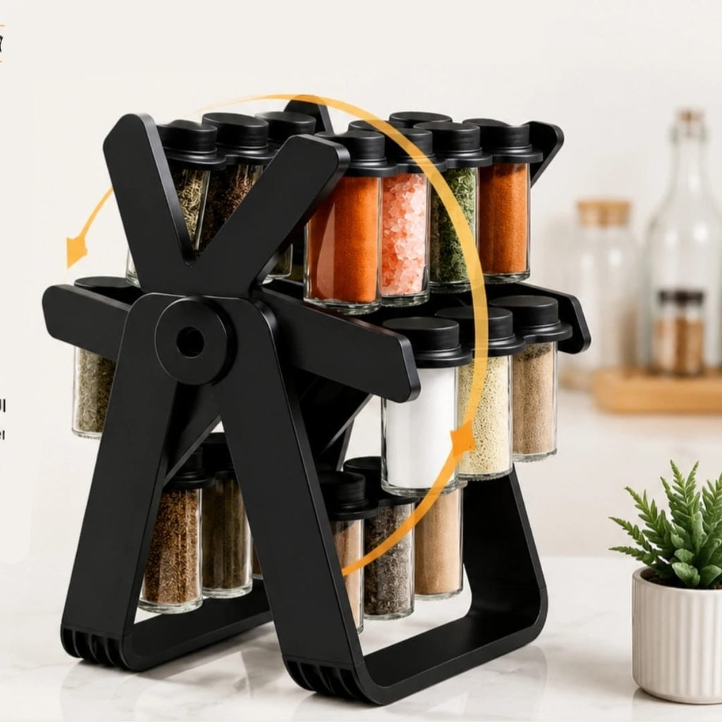 Rotating Ferris Wheel Spice Rack With 18Pcs Jar