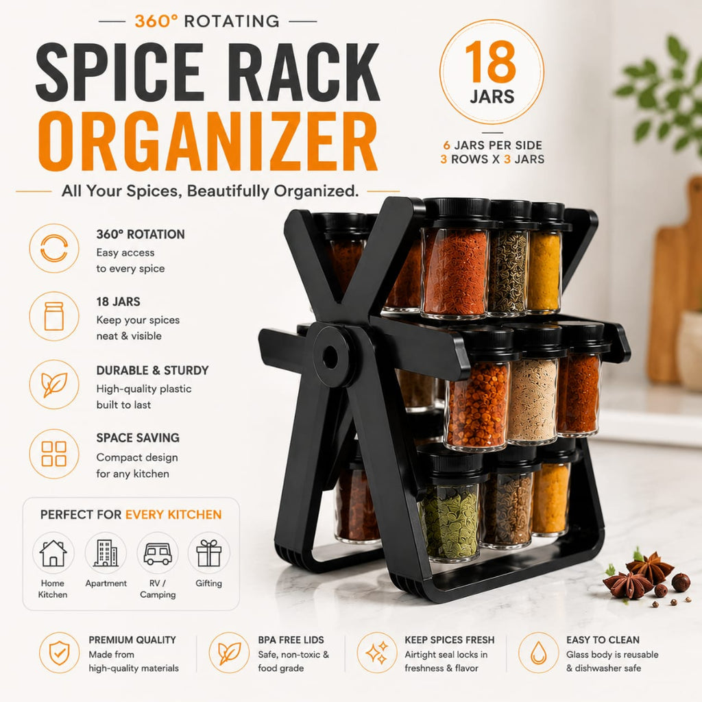 Rotating Ferris Wheel Spice Rack With 18Pcs Jar