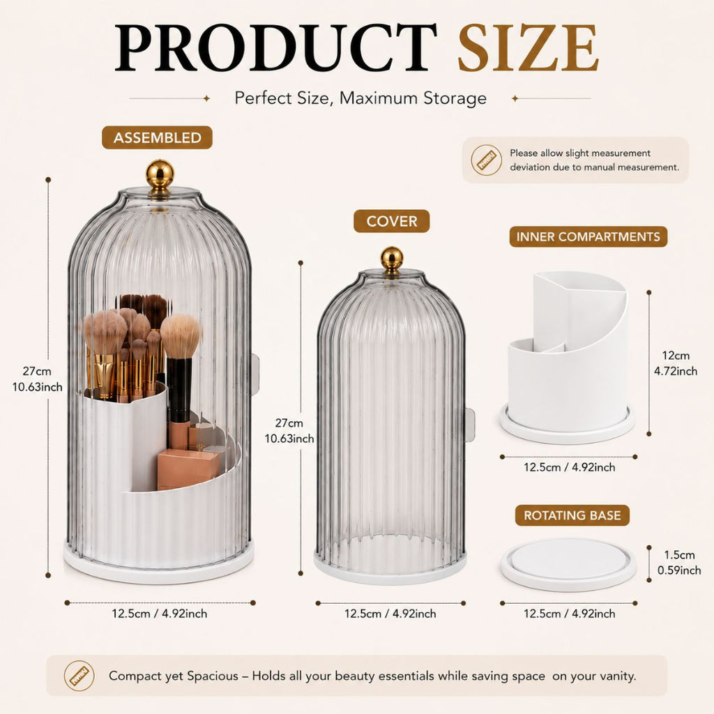 Luxury 360° Rotating Makeup Brush Holder, Organizer