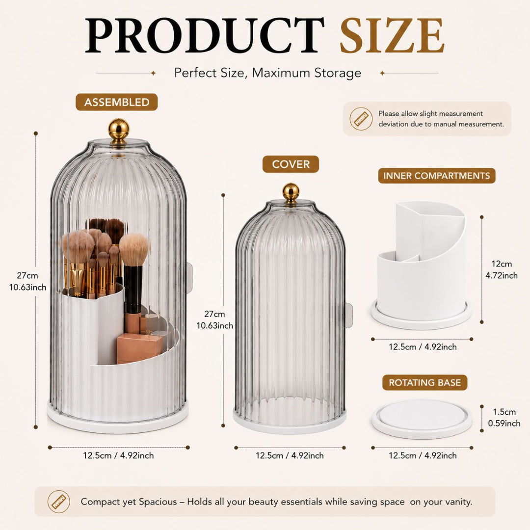 Luxury 360° Rotating Makeup Brush Holder, Organizer