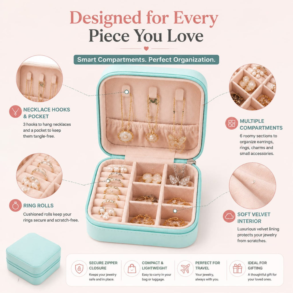 Leather Travel Jewelry Organizer Box
