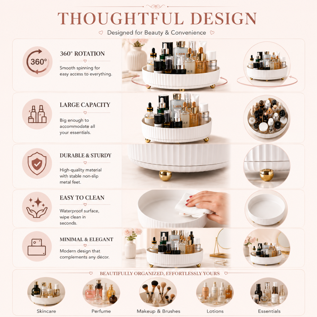 360° Rotating Make-up, Skincare, Perfume Organizing Tray