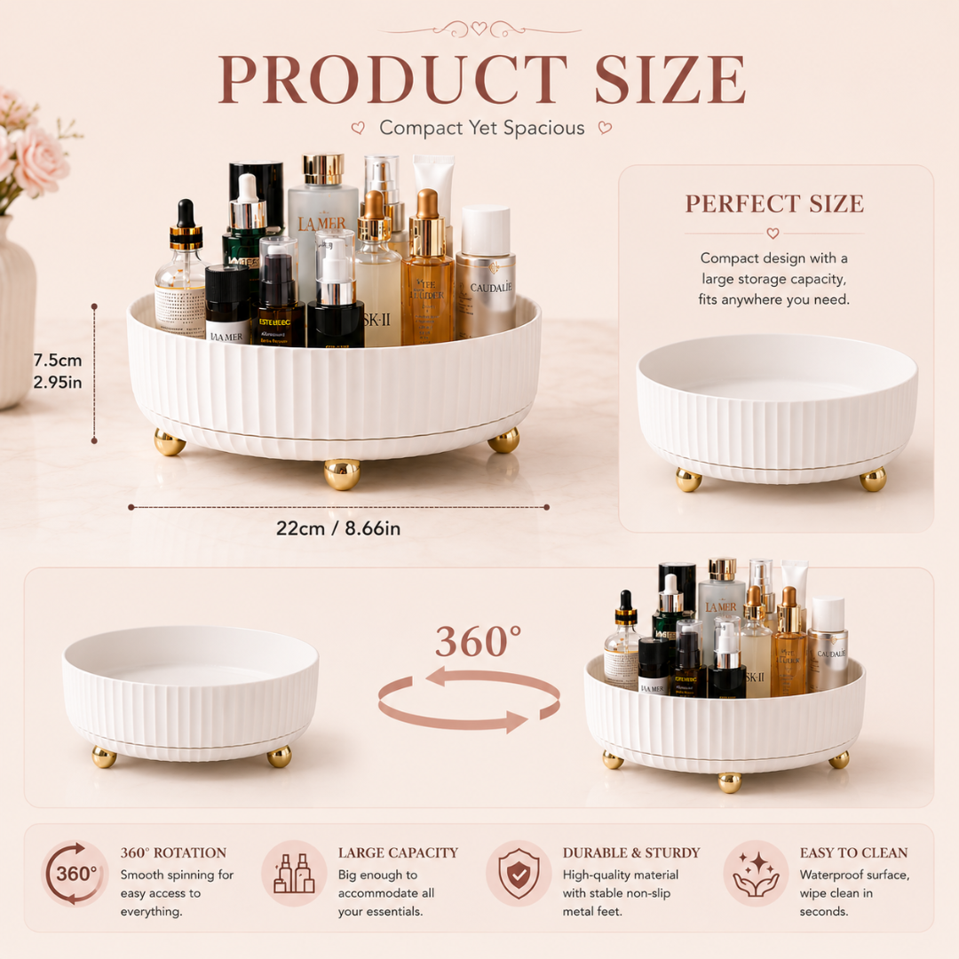 360° Rotating Make-up, Skincare, Perfume Organizing Tray