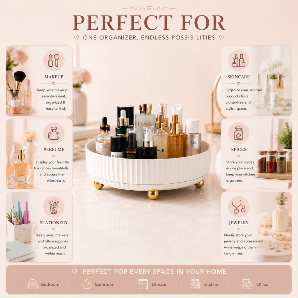 360° Rotating Make-up, Skincare, Perfume Organizing Tray