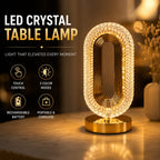 Crystal Table Lamp - Oval Rechargeable Night Light with USB Port