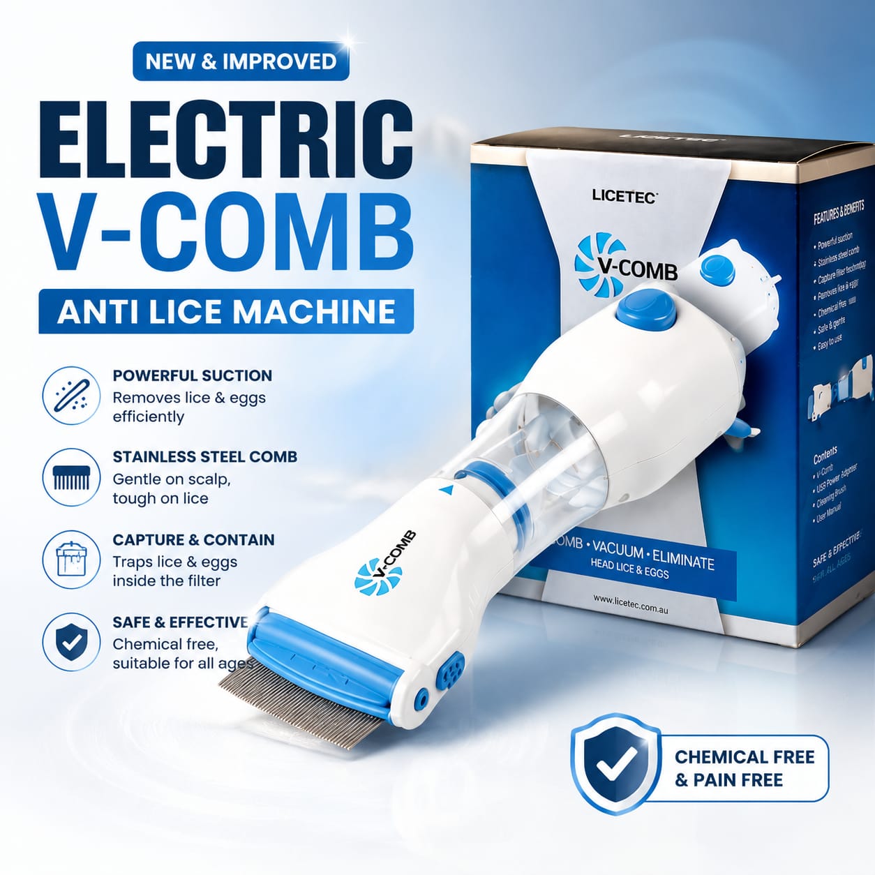 V Comb Electronic Head Lice Removal Machine
