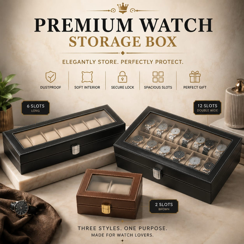 Premium Leather Watch Box Organizer (2,6,12 Slots)