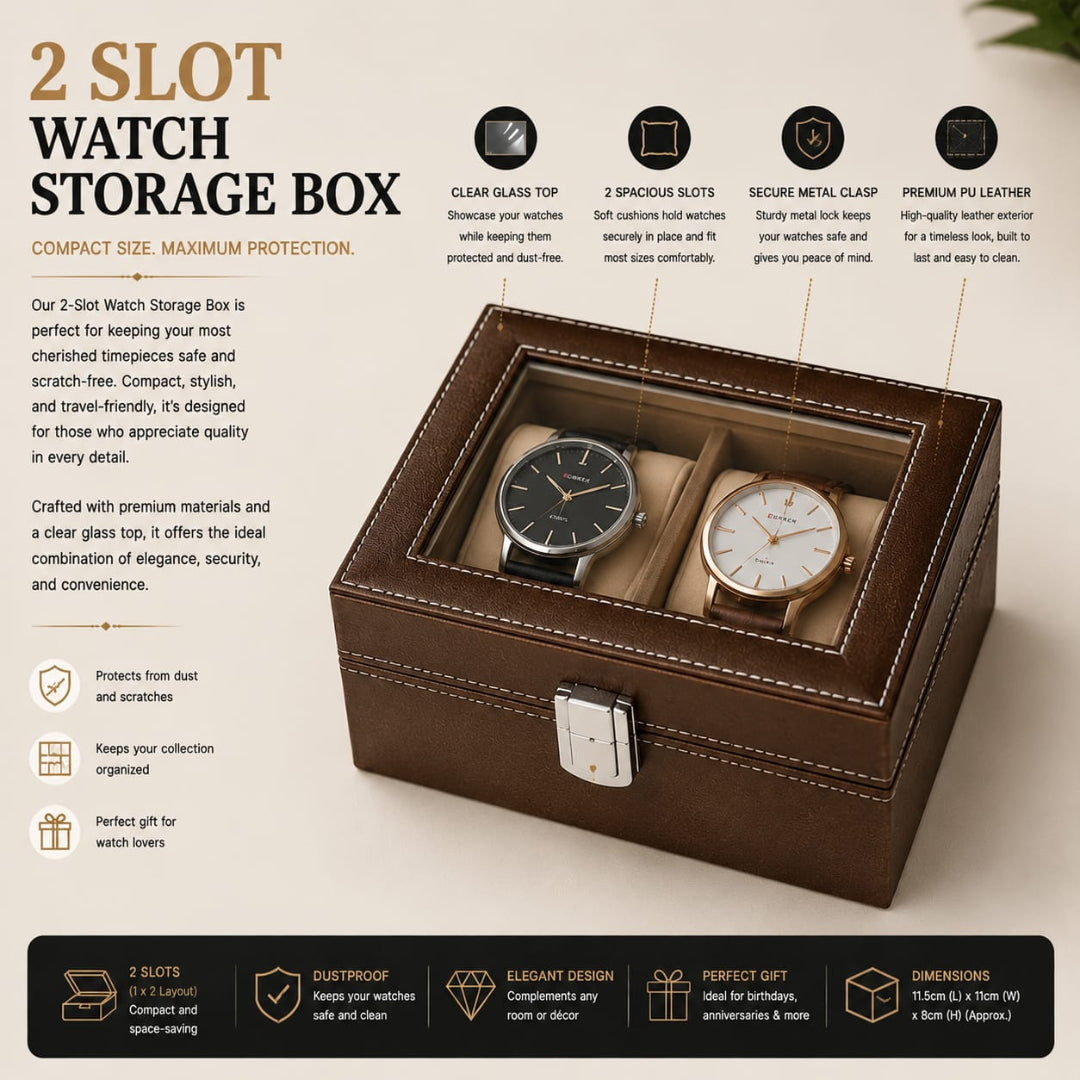 Premium Leather Watch Box Organizer (2,6,12 Slots)