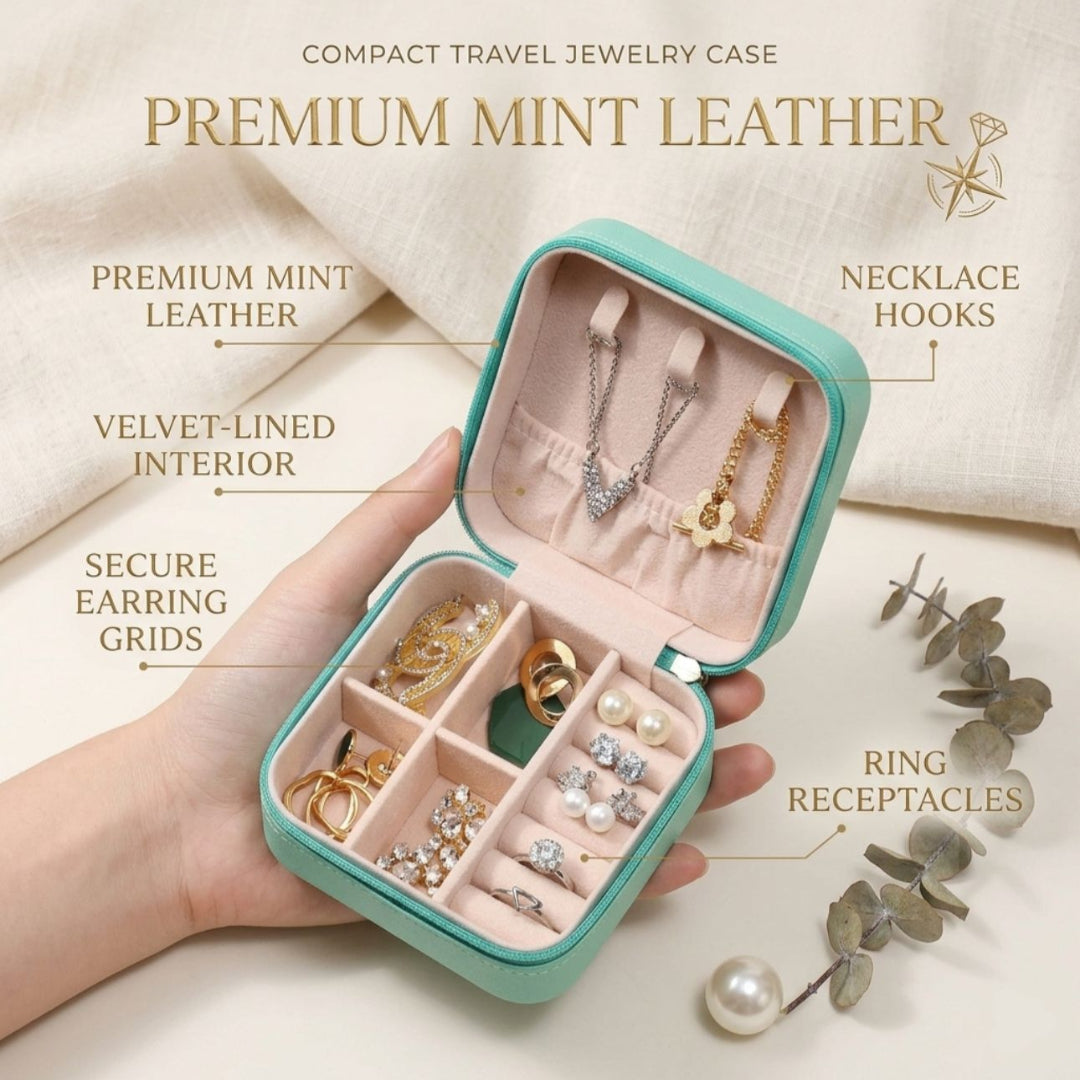 Leather Travel Jewelry Organizer Box