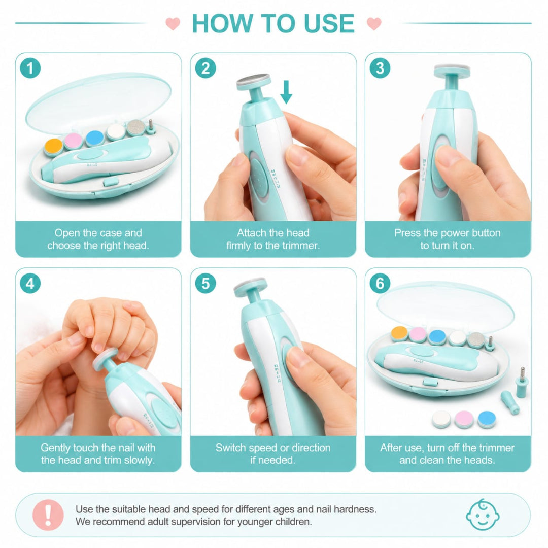 6 in 1 Baby Nail Trimmer Portable Electric Baby Manicure Pedicure Nail Clippers