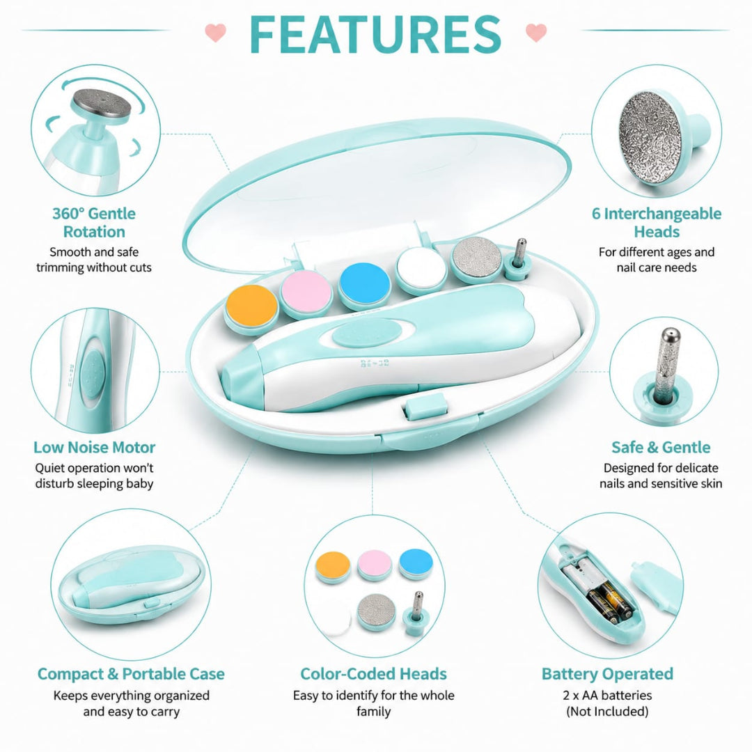 6 in 1 Baby Nail Trimmer Portable Electric Baby Manicure Pedicure Nail Clippers