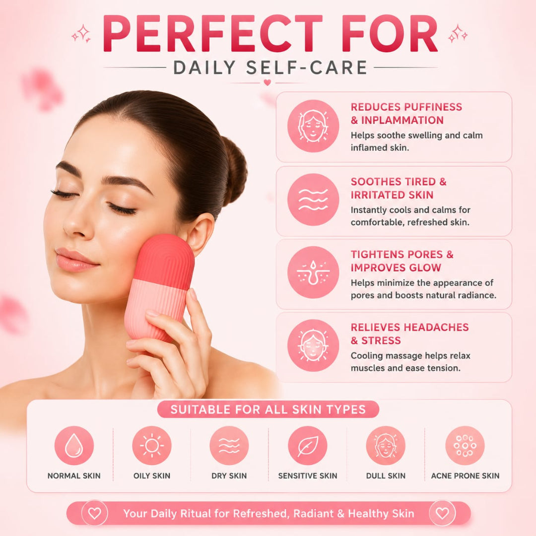 Silicone Facial Ice Roller for Skin Soothing, Tightening and Contouring.