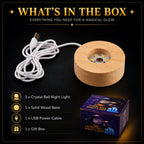 3D Saturn Crystal Ball Night Light with LED Wooden Base, Bedroom Night Light Decor