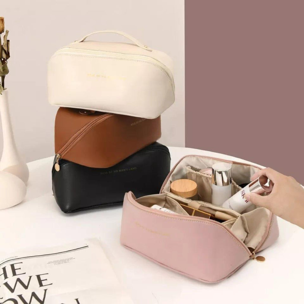 Leather Travel Cosmetic Organizer, Storage Make-up Pouch