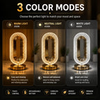 Crystal Table Lamp - Oval Rechargeable Night Light with USB Port