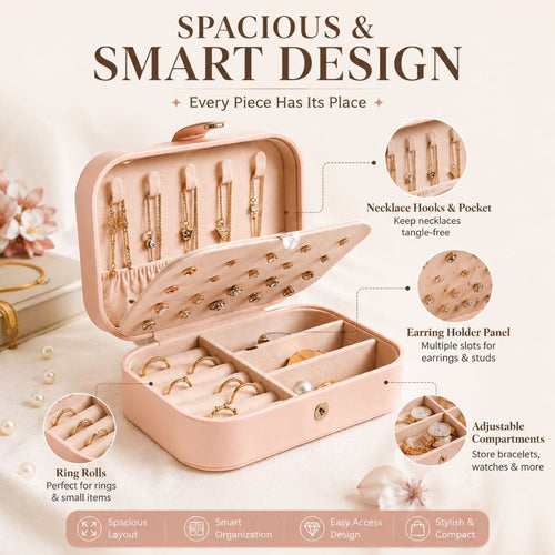 2 Layered Small Leather Jewelry Box - Jewelry Organizer