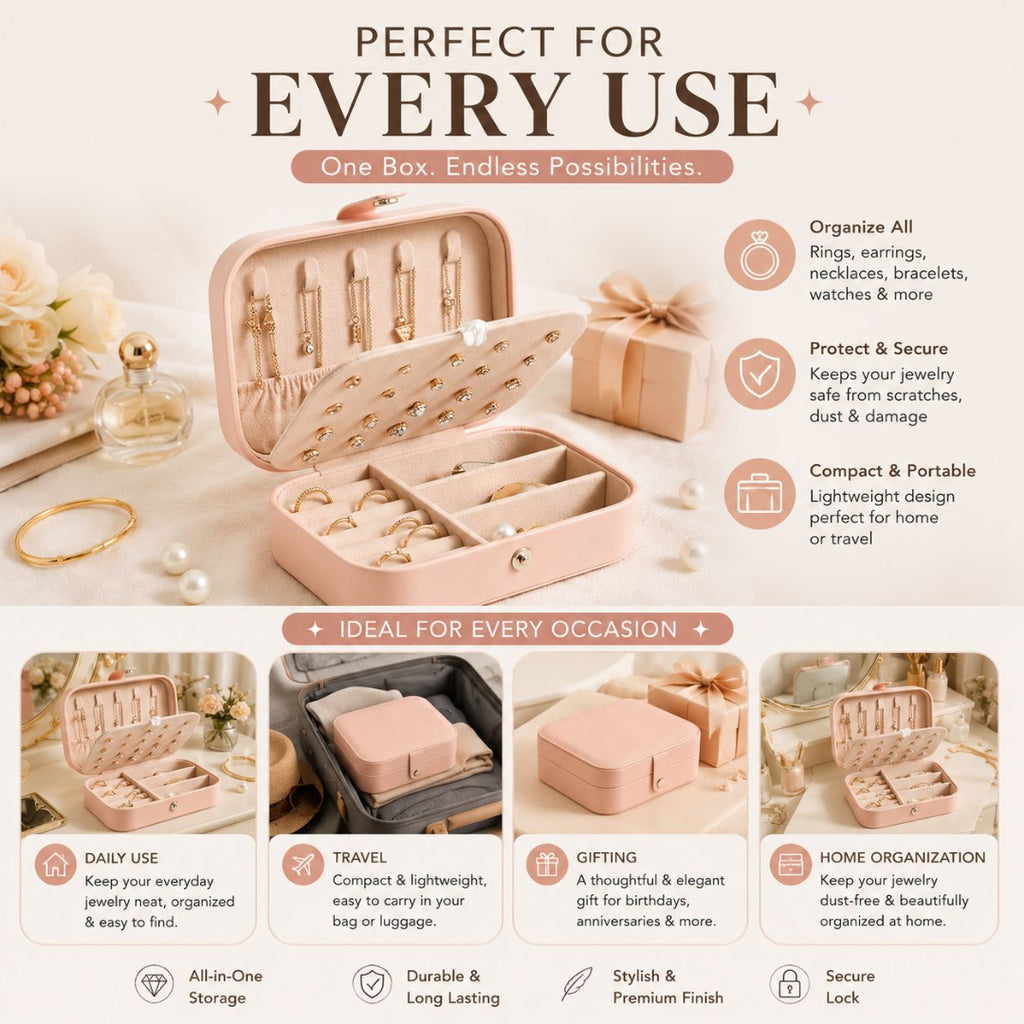 2 Layered Small Leather Jewelry Box - Jewelry Organizer