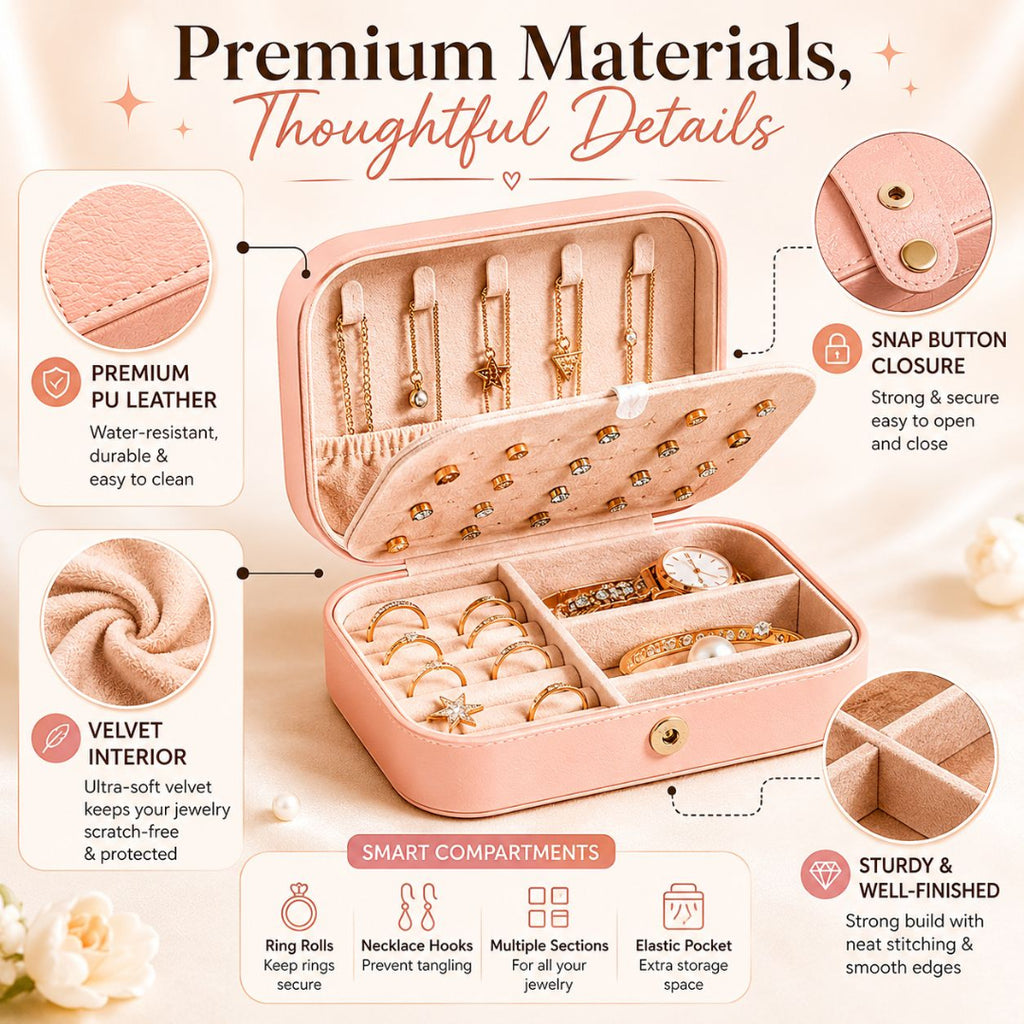 2 Layered Small Leather Jewelry Box - Jewelry Organizer