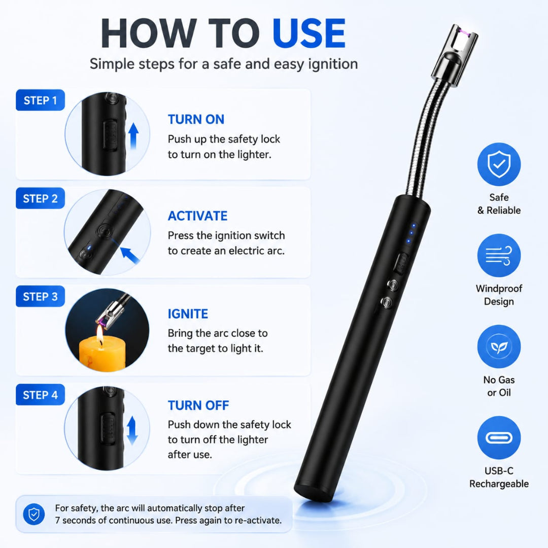 USB Rechargeable Flameless Lighter with 360° Flexible Neck