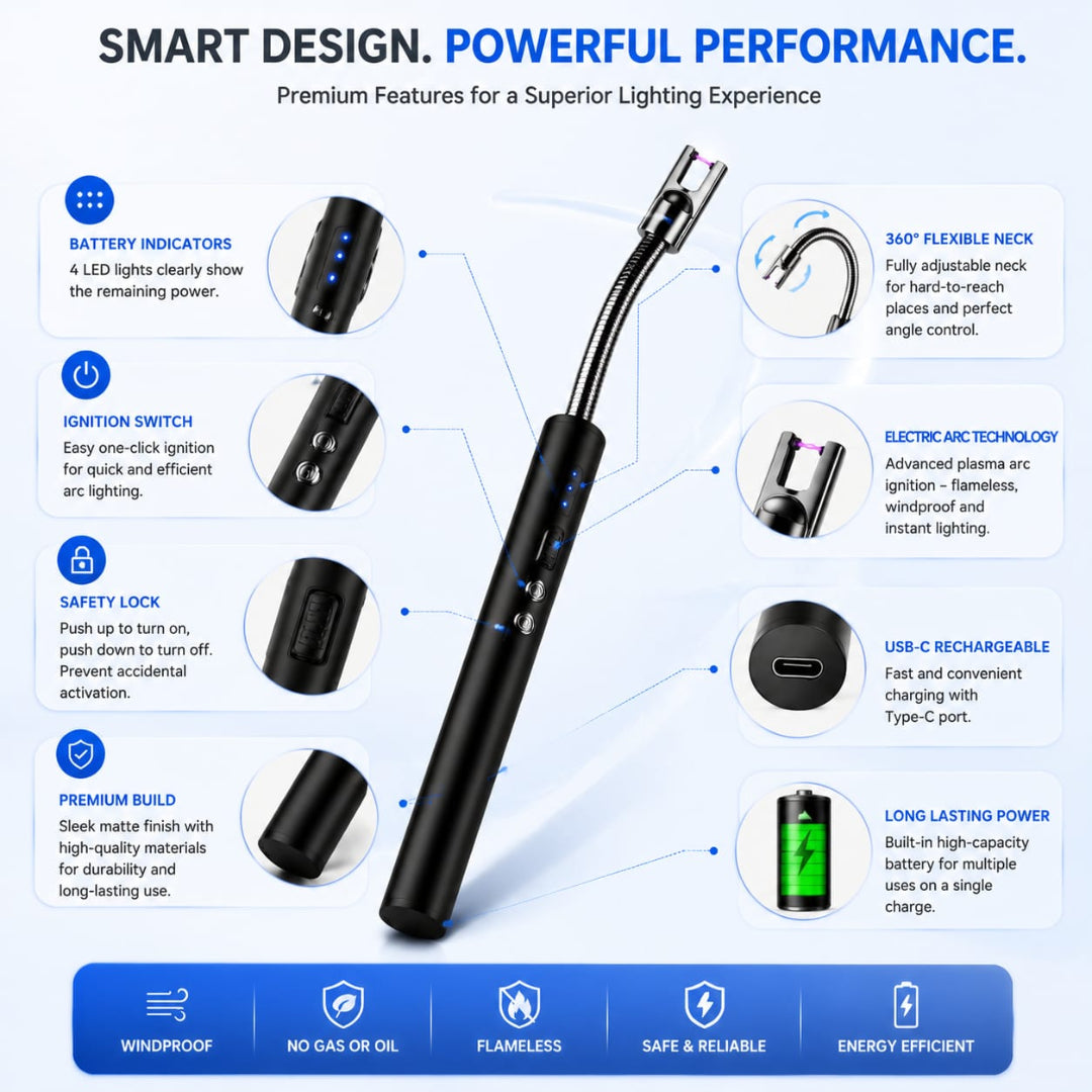 USB Rechargeable Flameless Lighter with 360° Flexible Neck