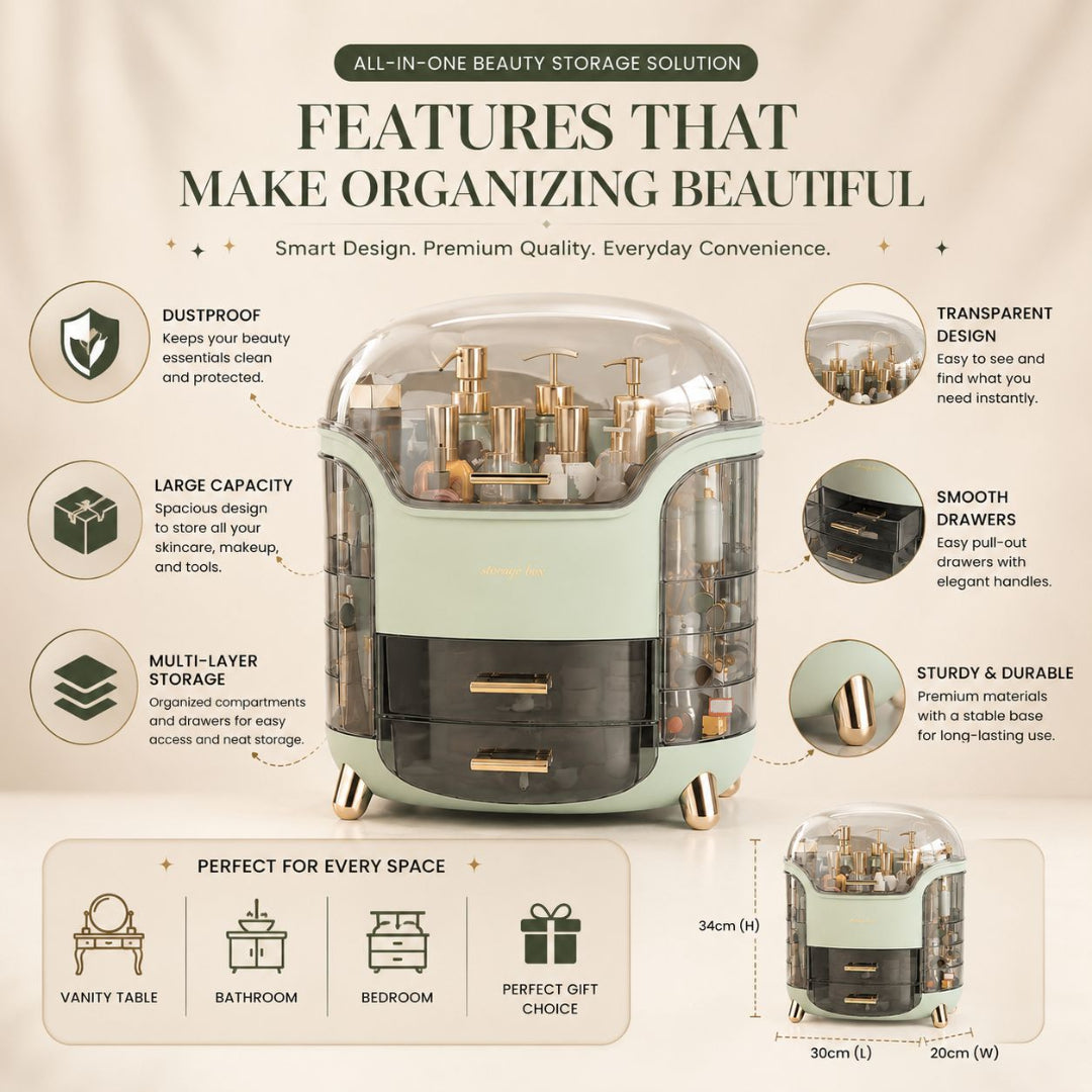 Luxury Cosmetic Organizer (Large Capacity and dust proof)