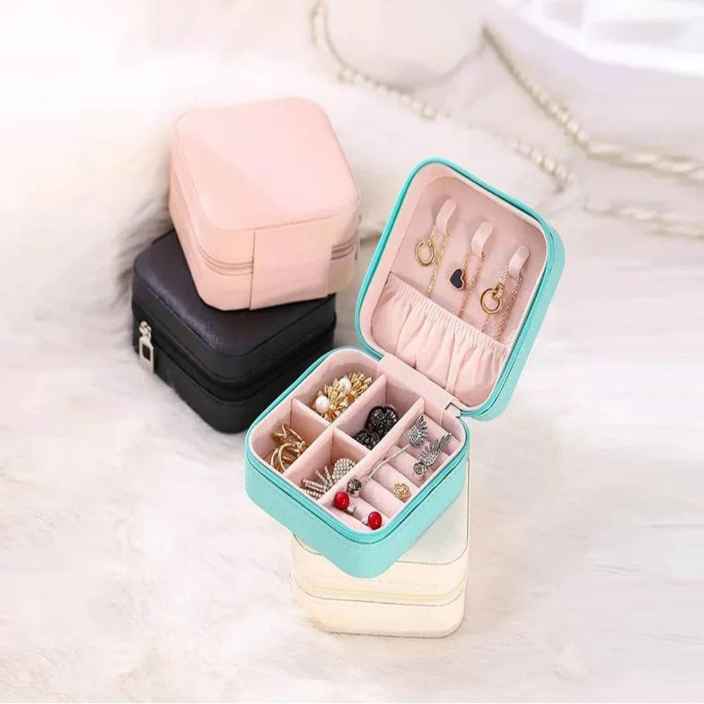 Leather Travel Jewelry Organizer Box
