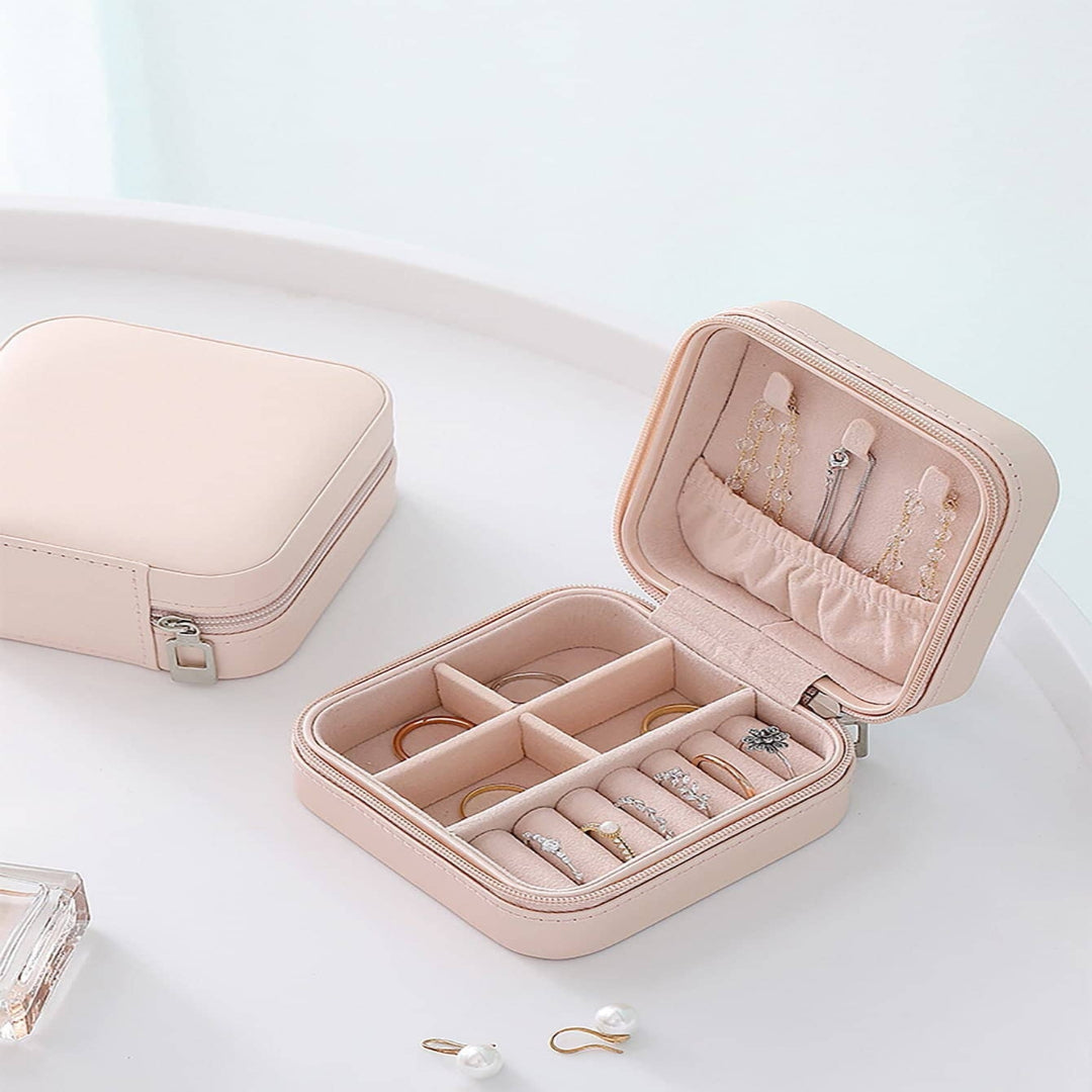 Leather Travel Jewelry Organizer Box
